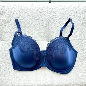 Victorias Secret Blue Dream Angels Lined Demi Bra Lace Size 32DDD